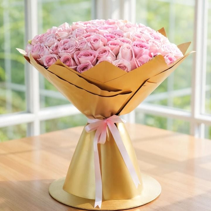 Bouquet of 100 Pink Roses (Classic)
