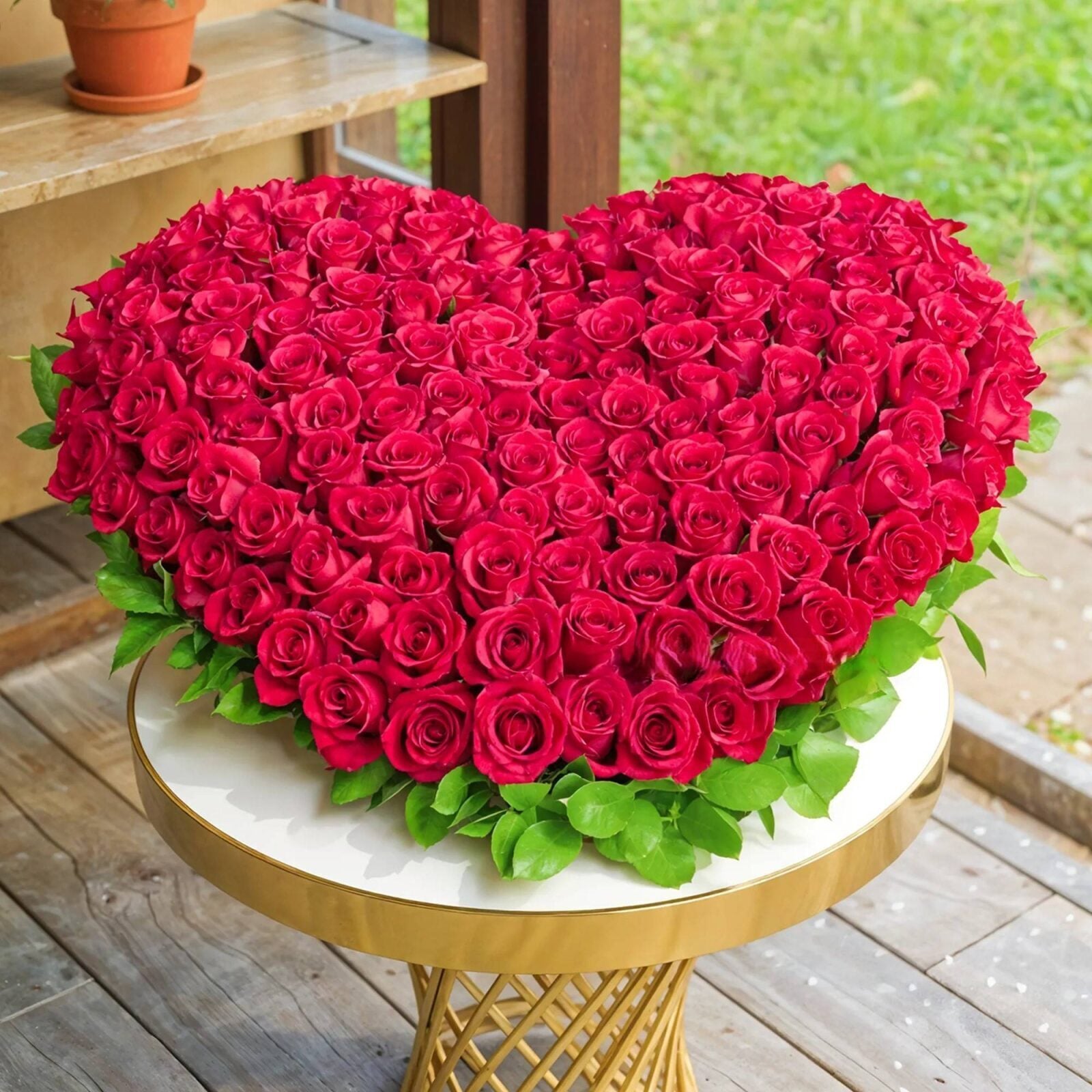 100 Red Roses Heart Shaped Arrangement (Classic)