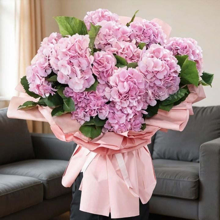 Pink Hydrangeas Bouquet (Classic)