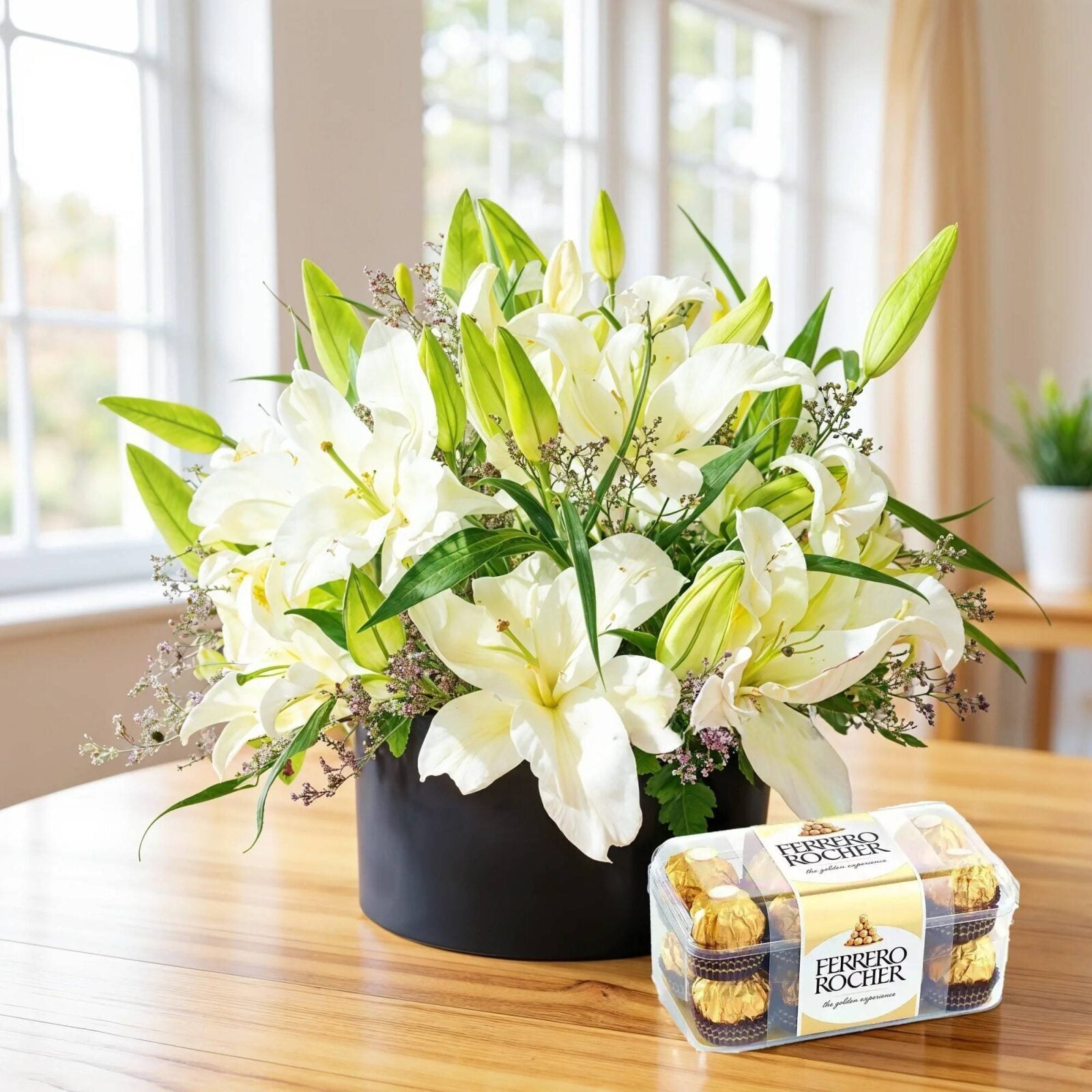 White Lilies In A Box & Chocolate (Classic)