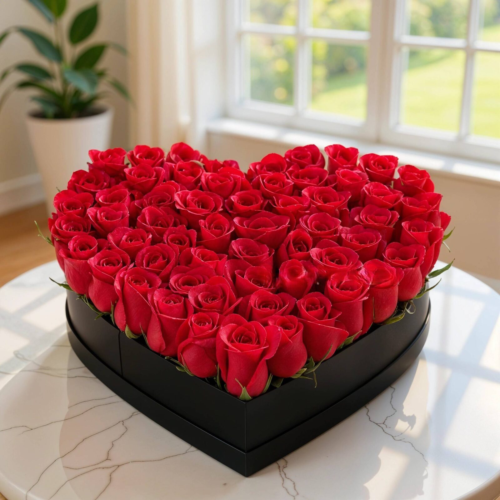 60 Red Roses Heart Box (Classic)