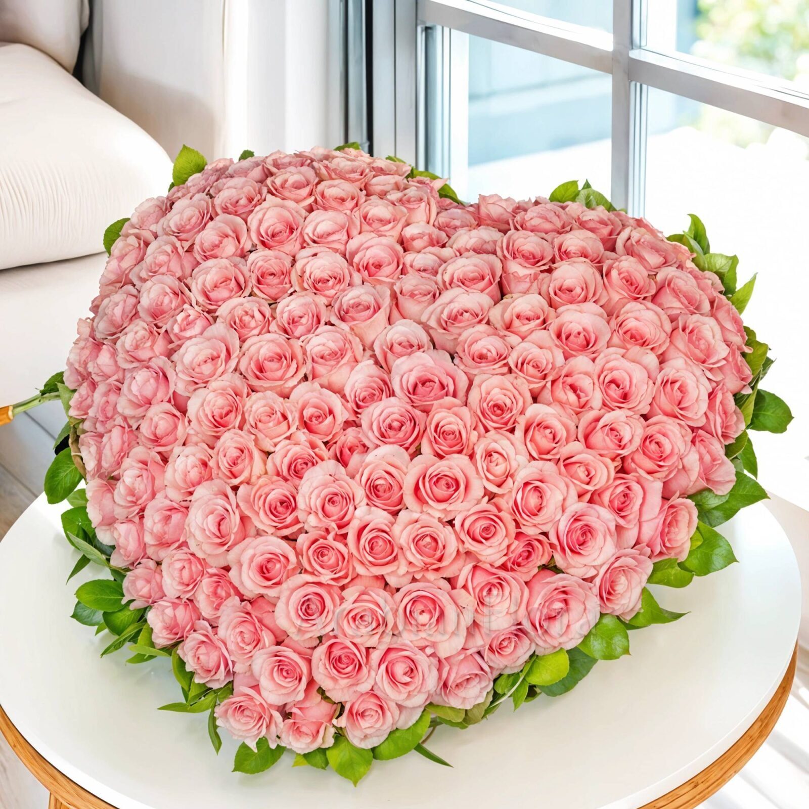 Heart-Shaped 120 Pink Roses (Classic)