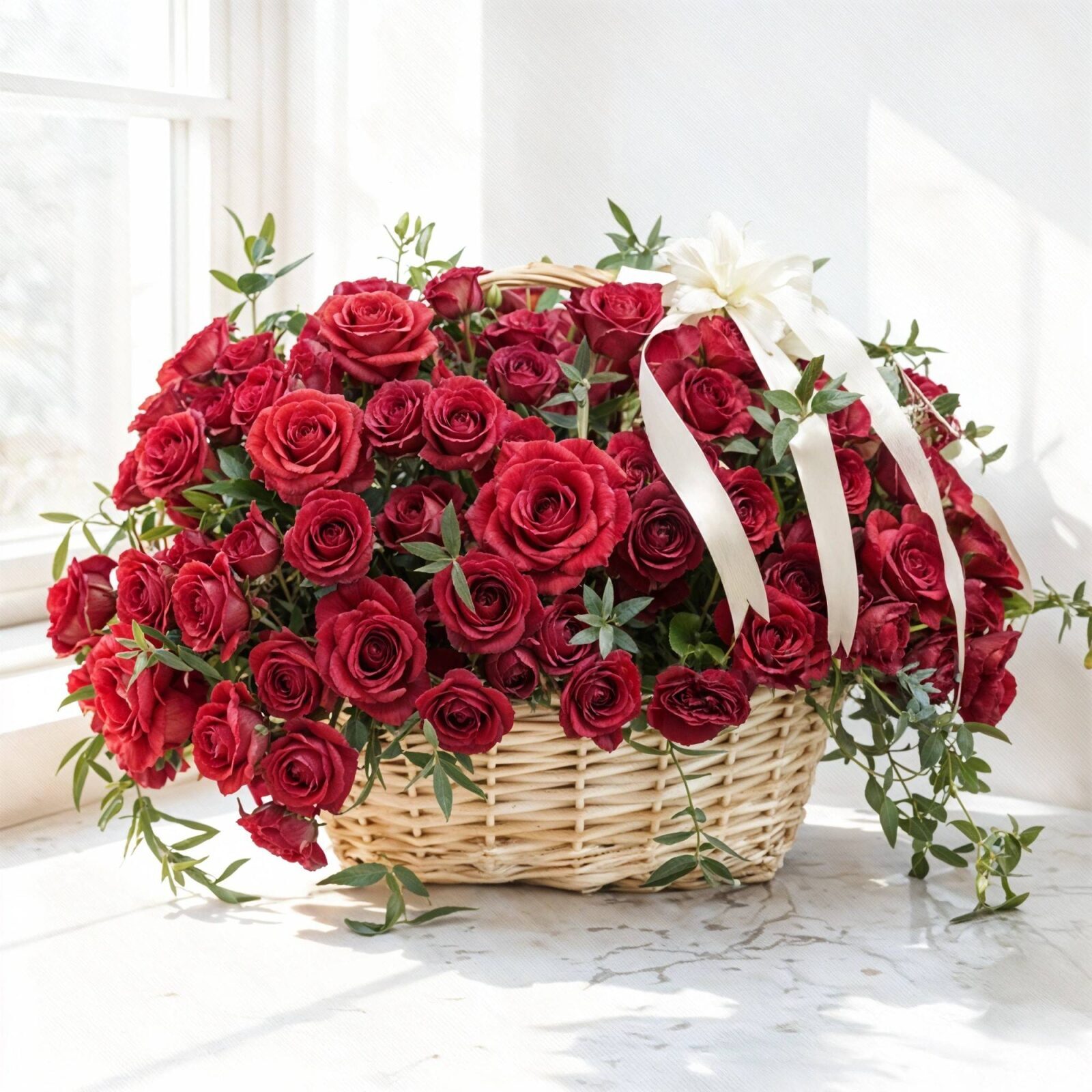Radiant Red Rose Basket (Premium)