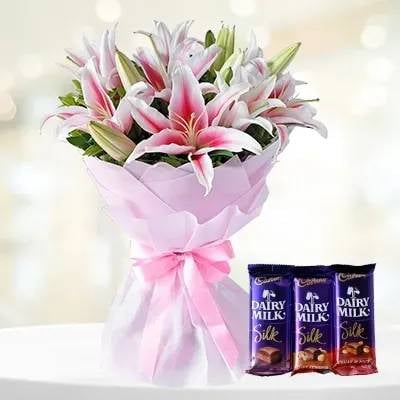 Lilies Combo With Dairy Milk Chocolates (Classic)