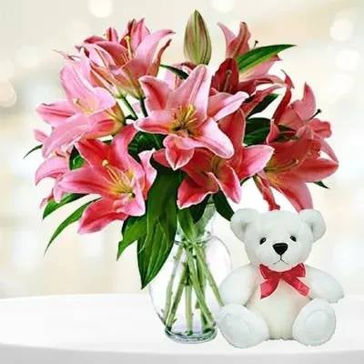 Magic Lilies With Teddy (Classic)