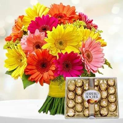 Mixed Gerbera And Chocolates (Classic)