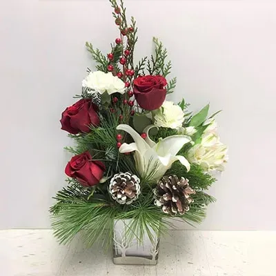 Lilies, Roses & Carnation In Vase (Classic)