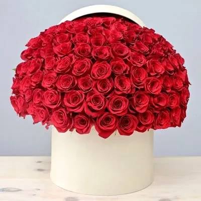 Red Roses In Round Box (Classic)