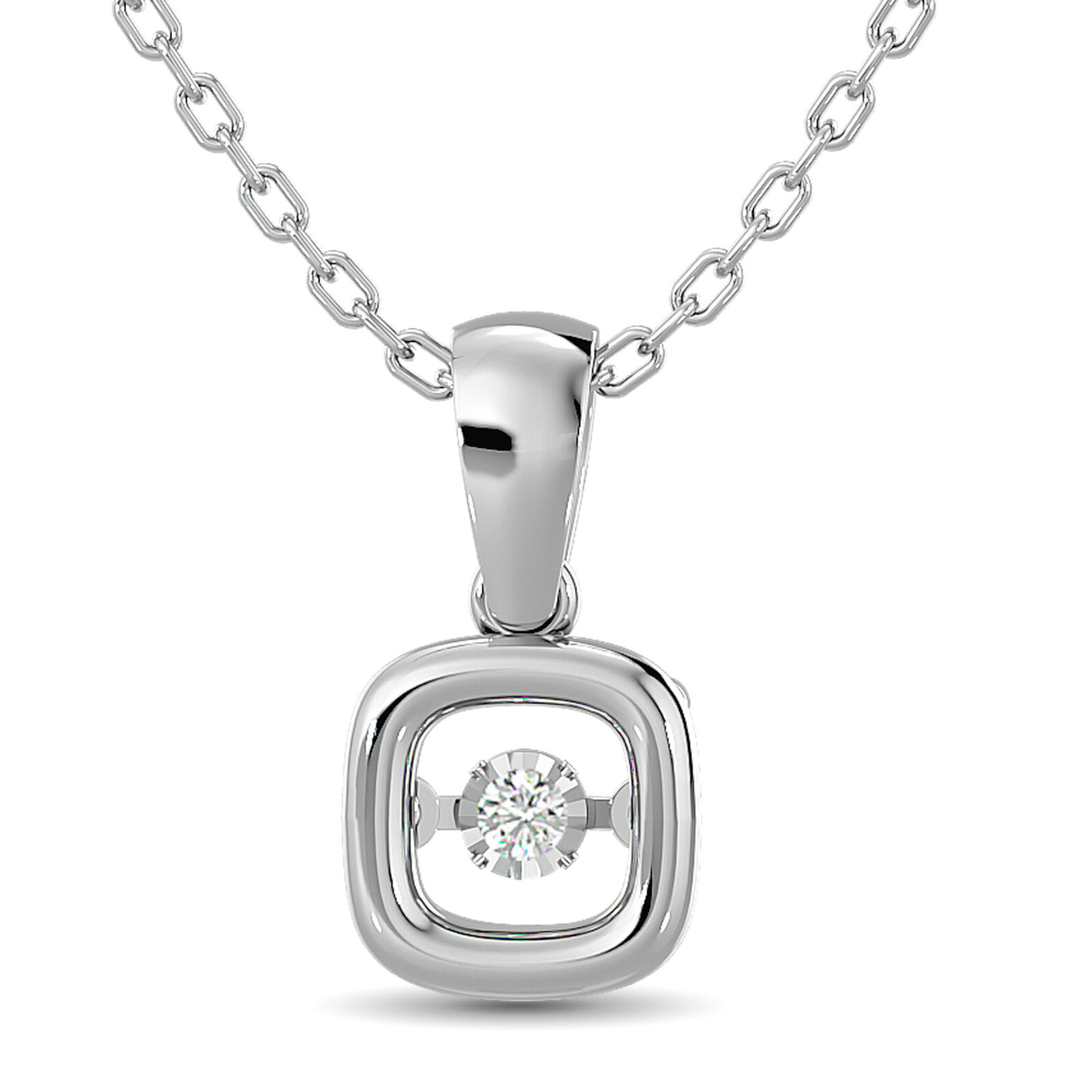 Diamond Shimmering Pendant 1/50 ct tw Round-cut in Sterling Silver(square)