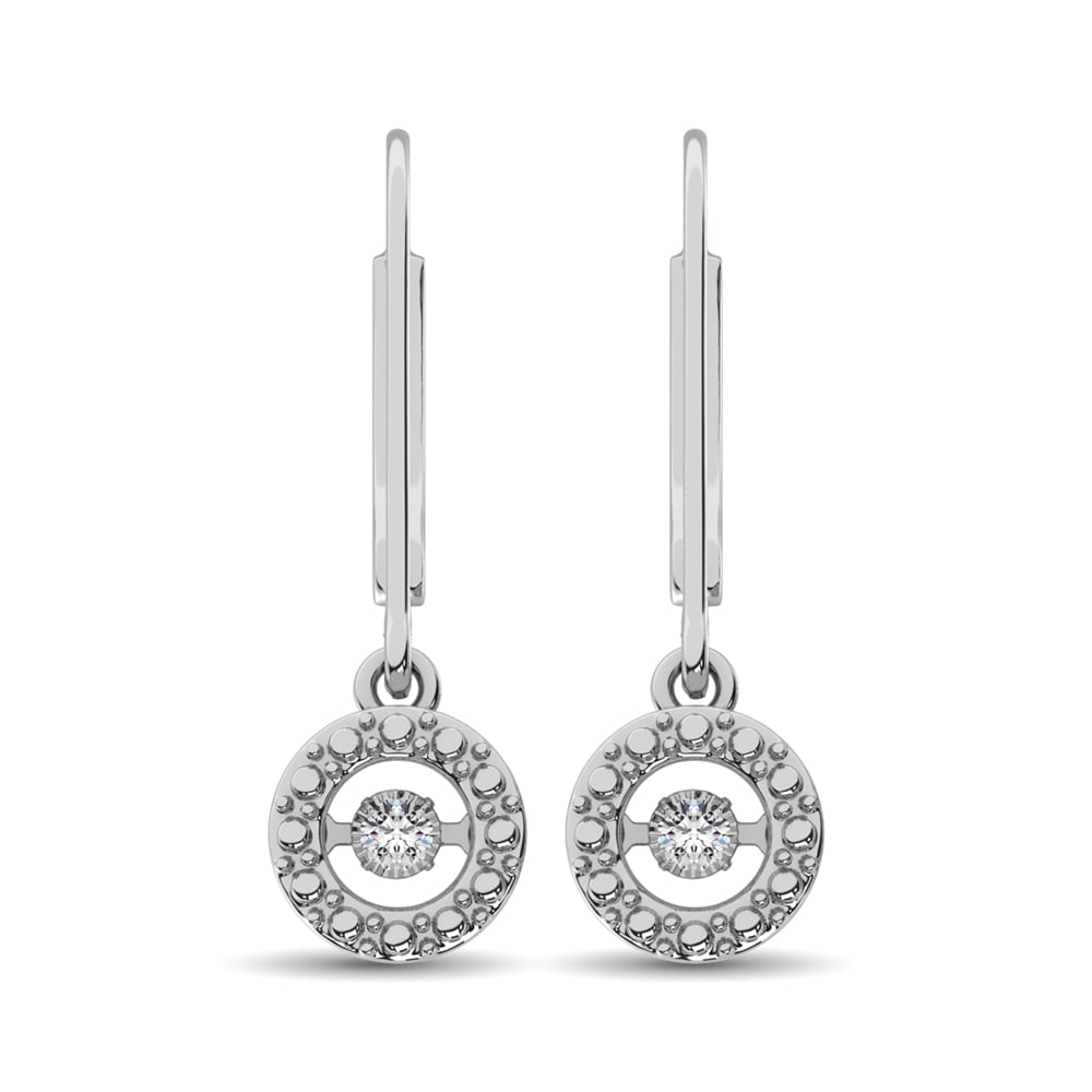 Sterling Silver 1/20 Ct.Tw. Moving Diamond Danglers Earrings(round)