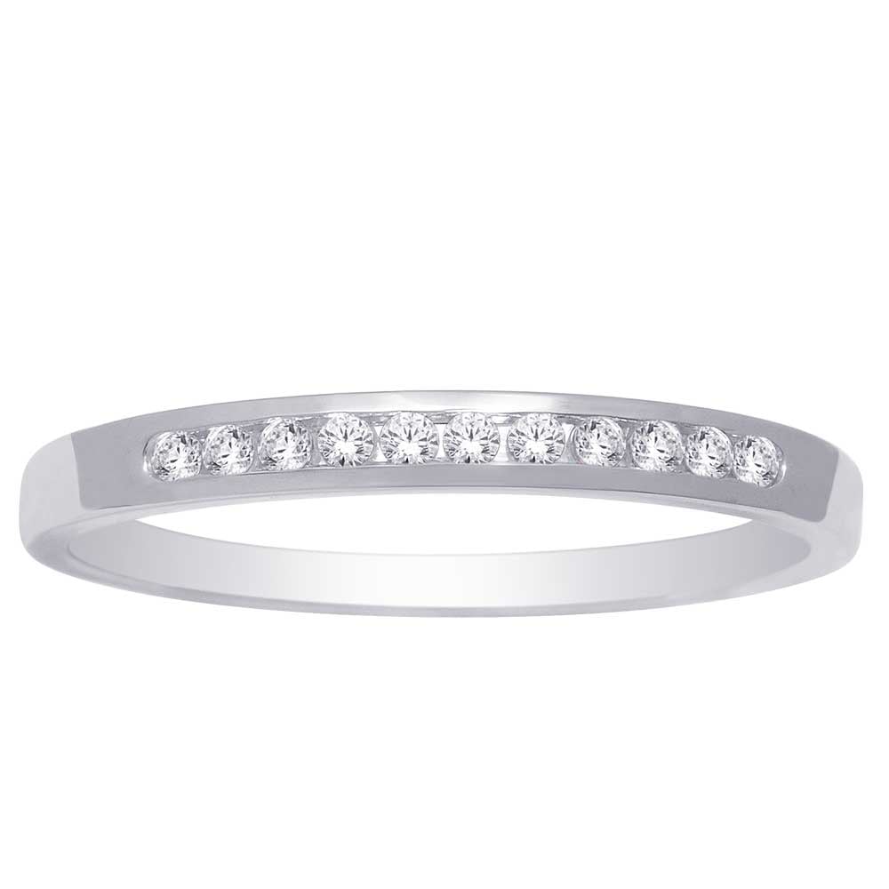 14K White Gold 0.1 Ct Diamond Ladies Machine Band