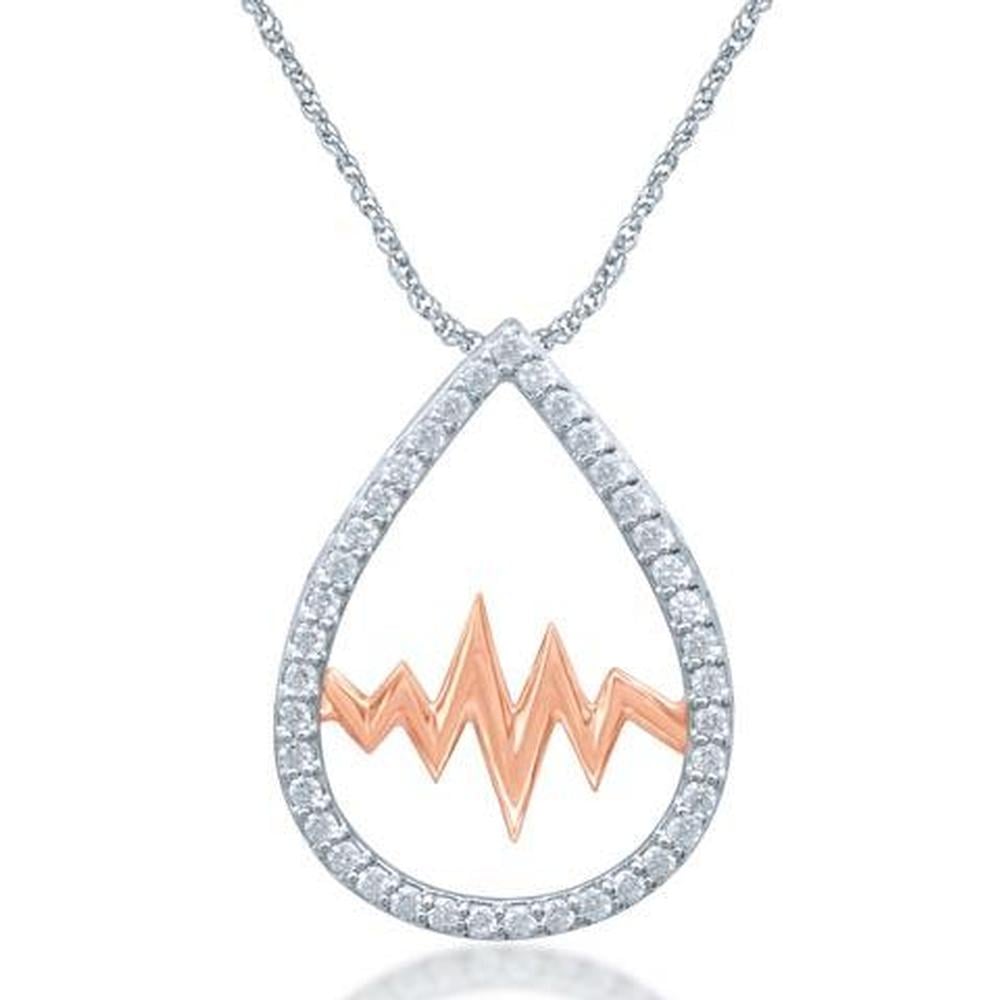 Sterling Silver 1/5 Ct.Tw.Moving Diamond Fashion Pendant(heartbeats)