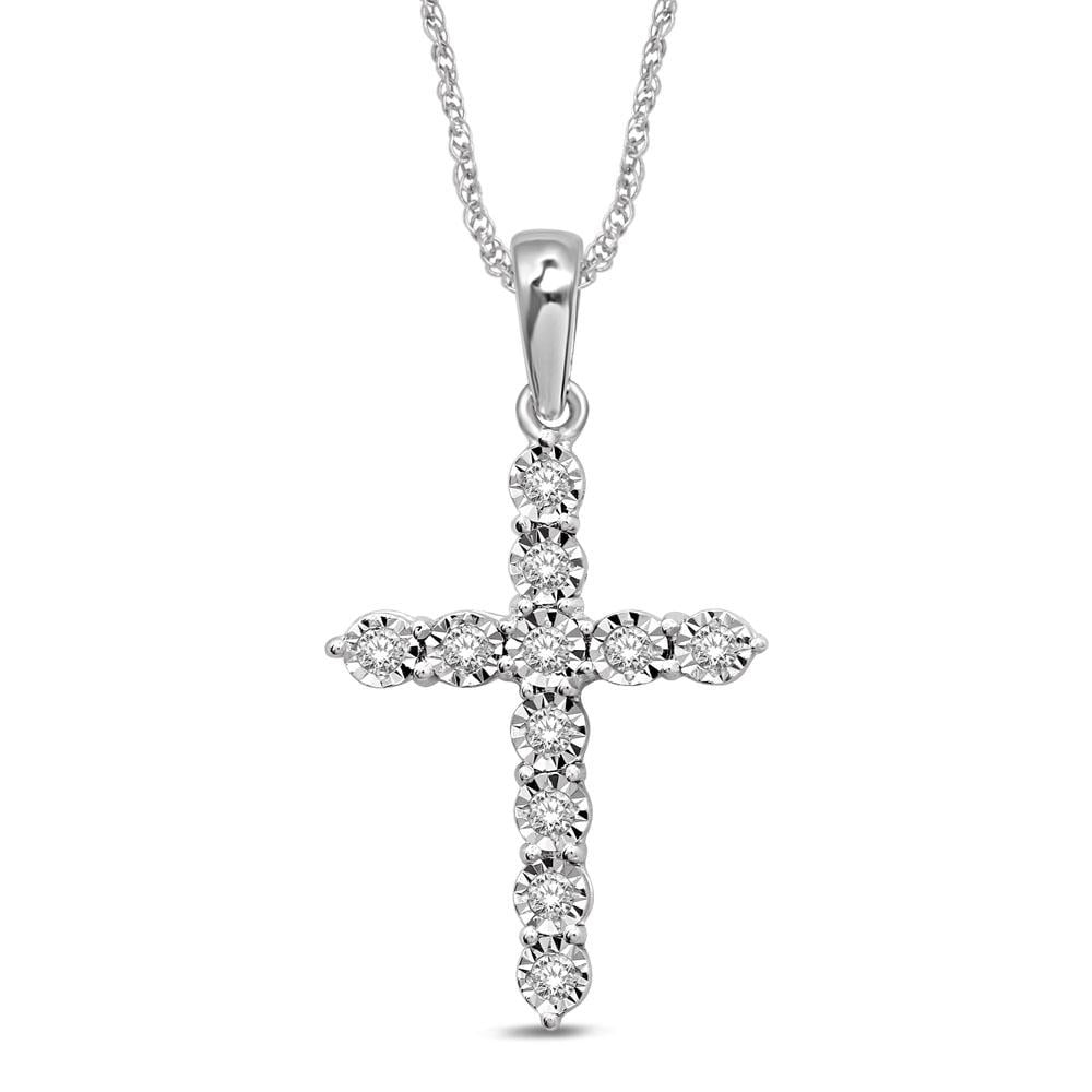 10K White Gold 1/8 Ct.Tw.Diamond Cross Pendant(style)