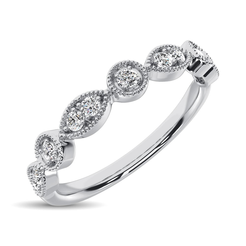 14K White Gold 0.1 Ct.Tw.Diamond Stackable Band