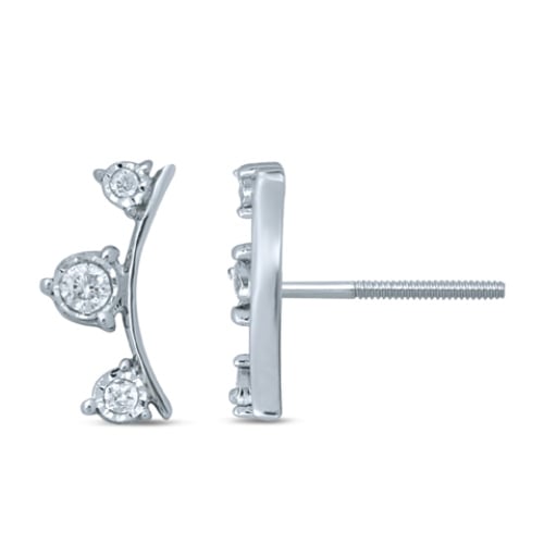 10K White Gold 1/8 Ctw Diamond Fashion Earrrings