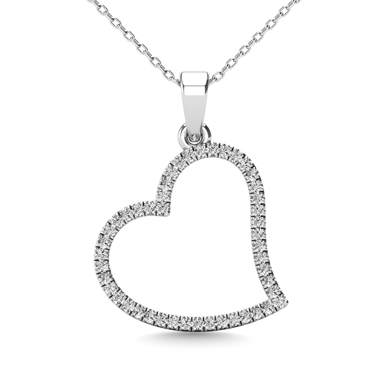 10K White Gold 0.167 Ctw Diamond Heart Pendant