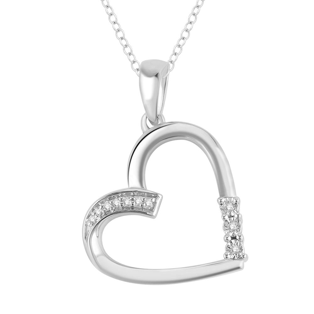 Sterling Silver Diamond Accent Heart Pendant(3)