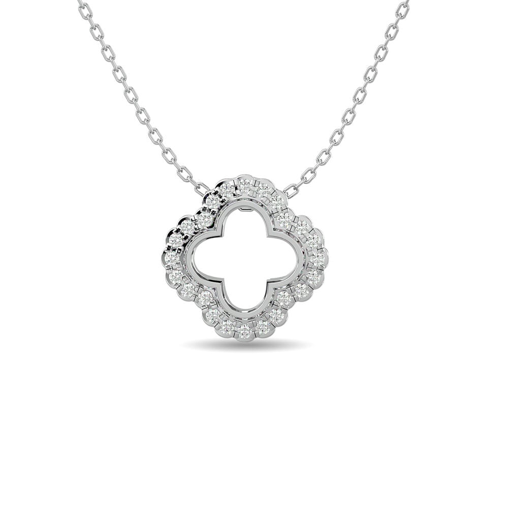 Diamond 1/10 ct tw Clover Pendant in 10K White Gold