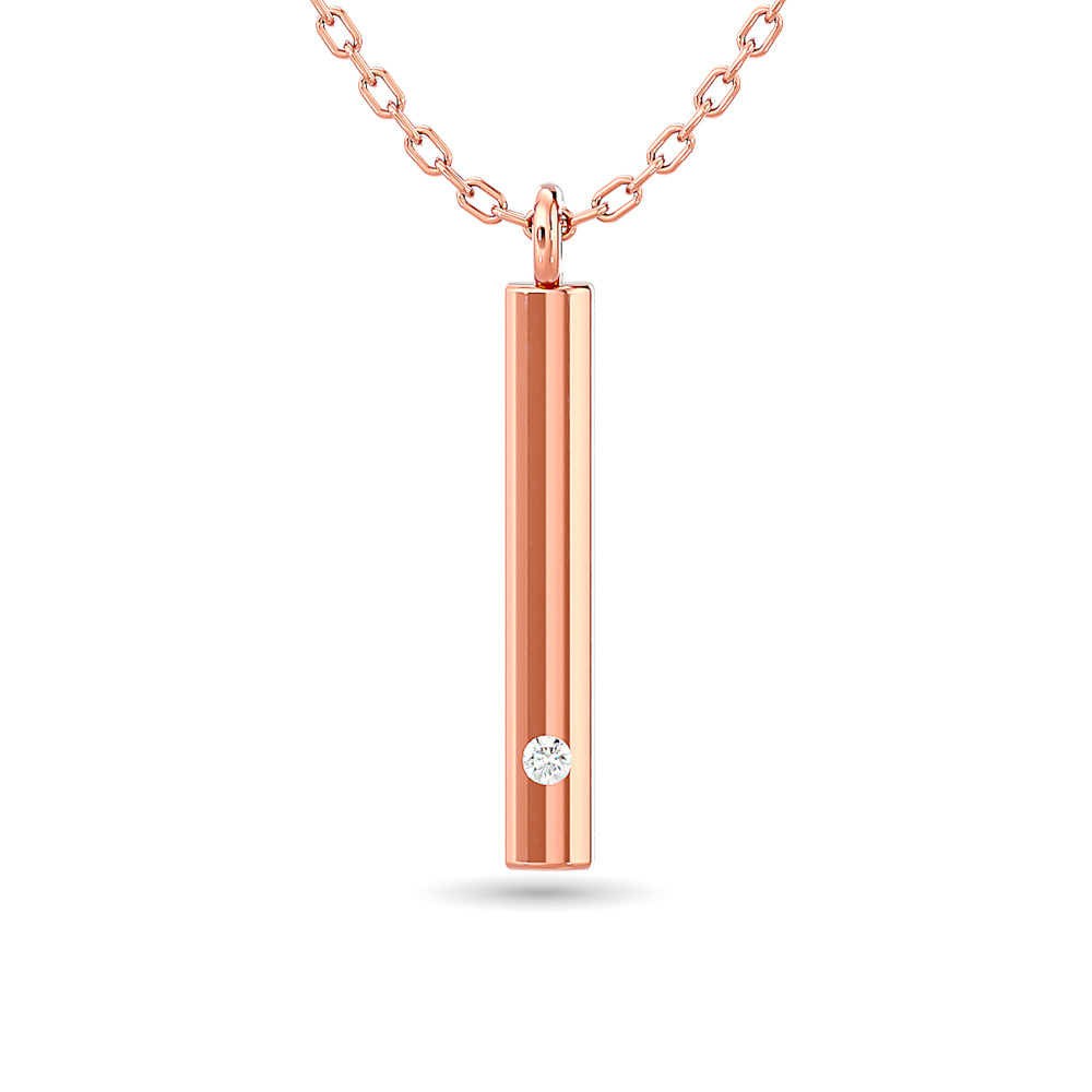 Diamond Bar Pendant 1/50 ct tw in 10K Rose Gold(diamond)