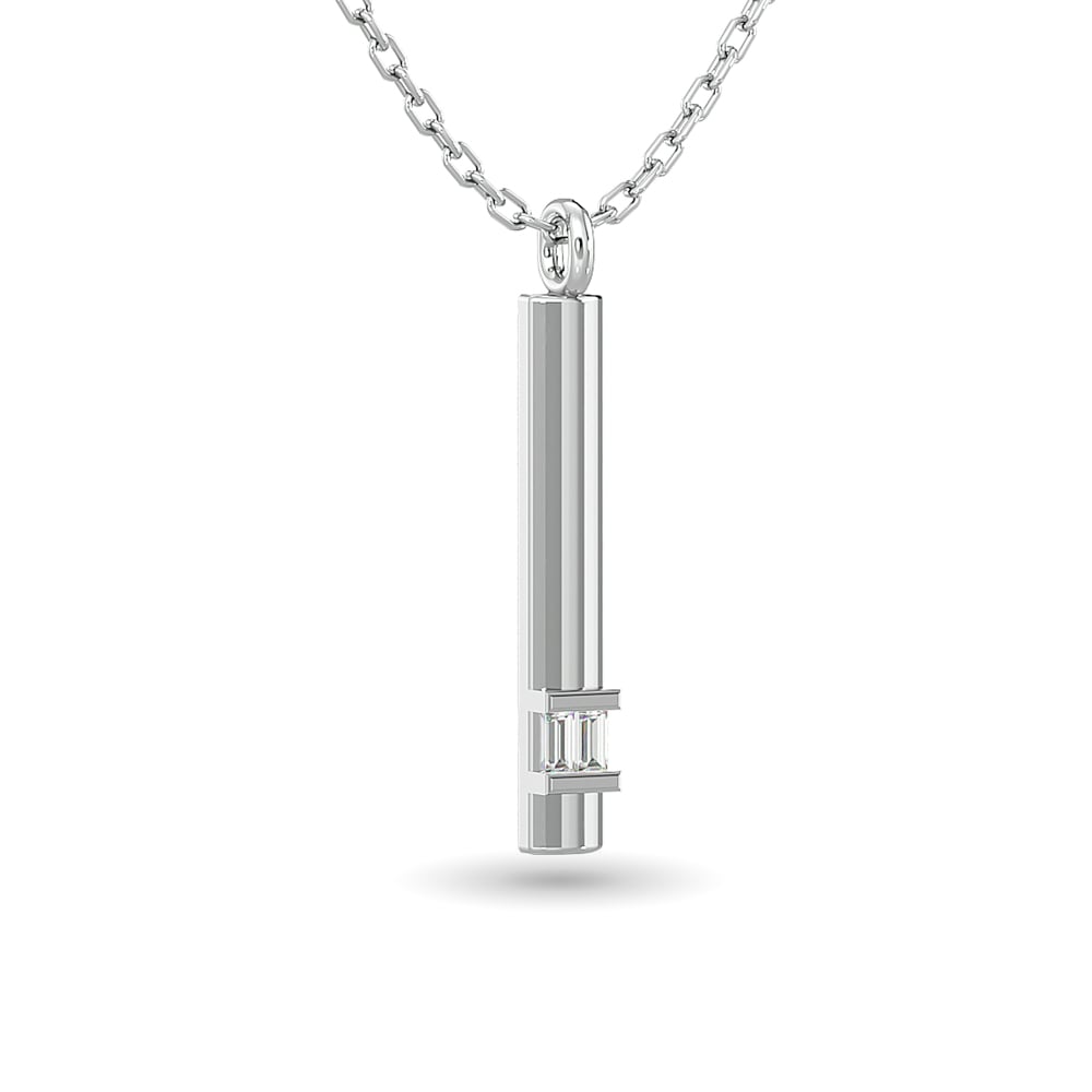 Diamond Bar Pendant 1/50 ct tw in 10K White Gold(square dia)