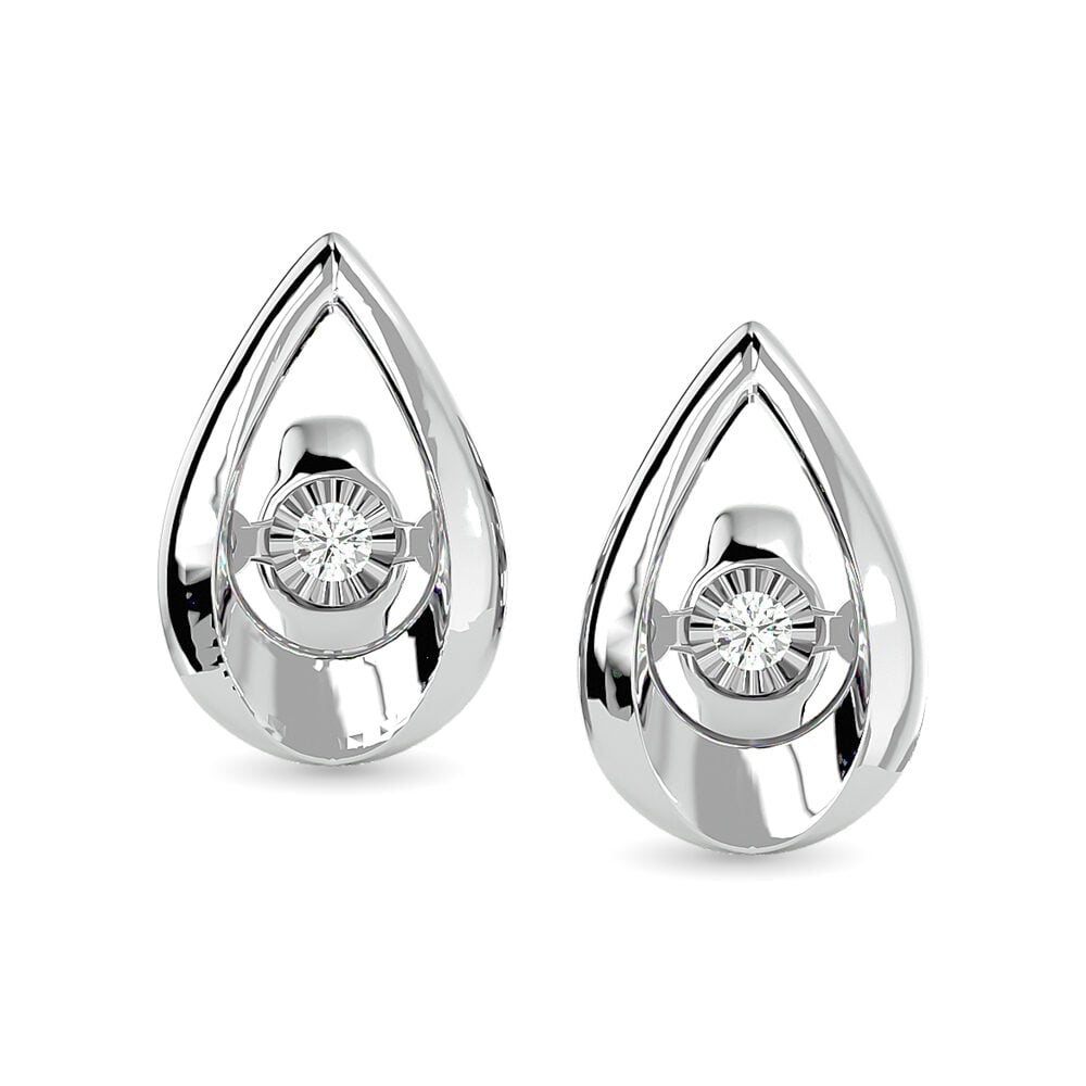 Diamond Fashion Earrings 1/20 ct tw in Sterling Silver(drop)