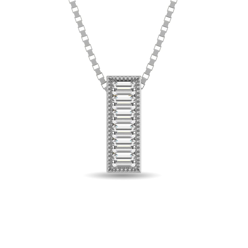 Diamond 1/20 ct tw Baguette Cut Fashion Pendant in 10K White Gold
