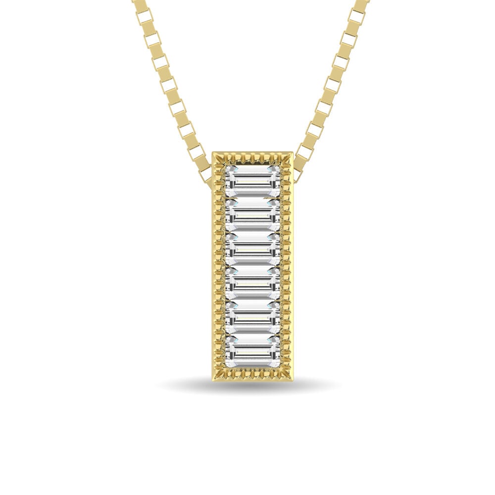 Diamond 1/20 ct tw Baguette Cut Fashion Pendant in 10K Yellow Gold