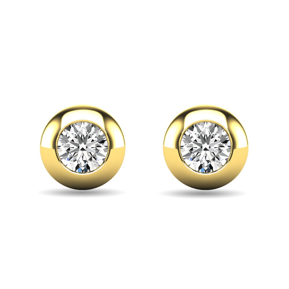 Diamond 1/10 ct tw Bezel Set Earrings in 10K Yellow Gold