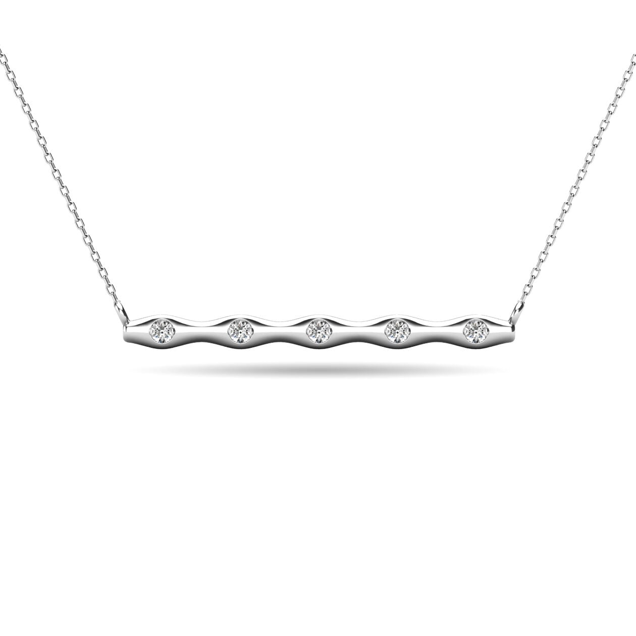 Diamond 1/20 ct tw Bar Necklace in 10K White Gold(1)