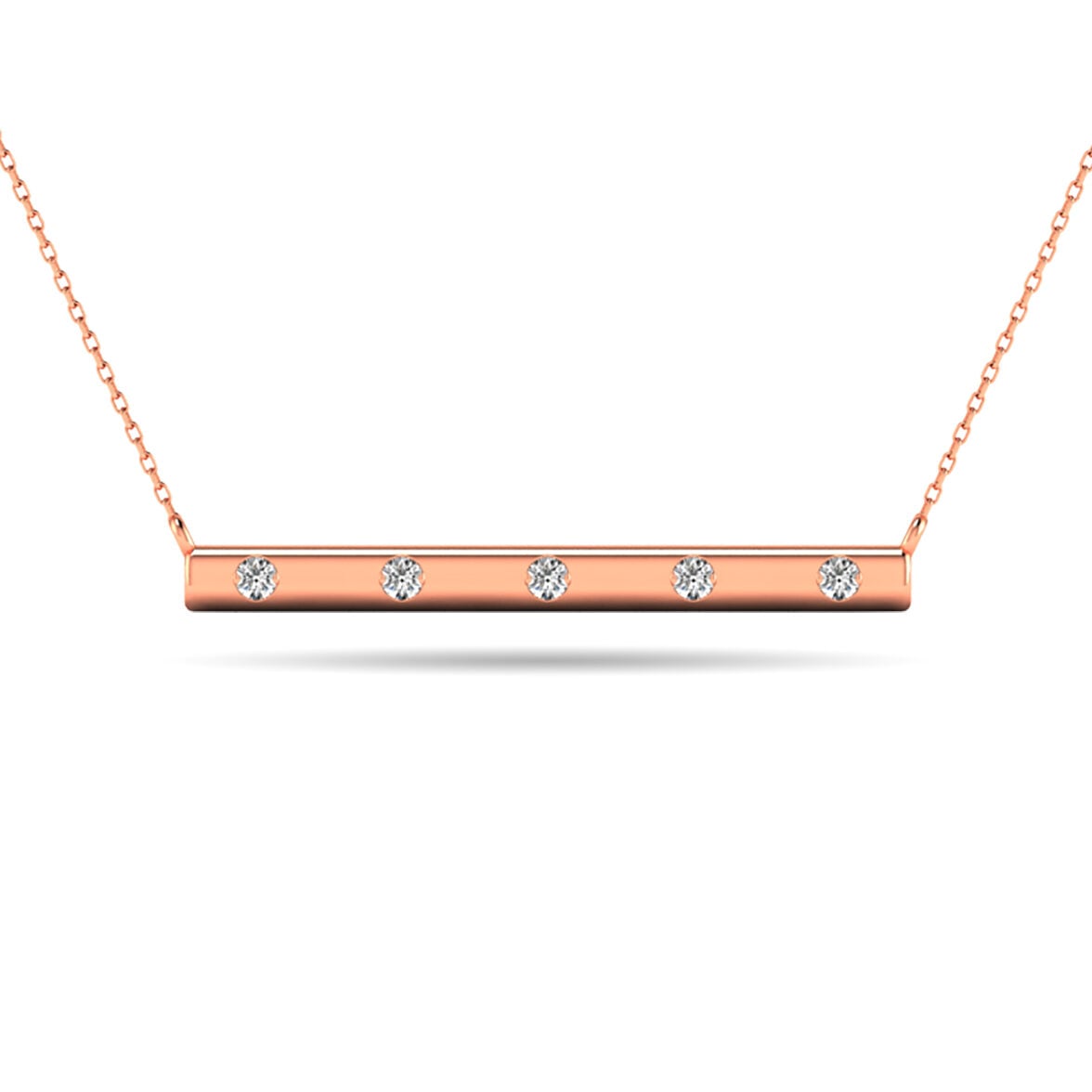 Diamond 1/20 ct tw Bar Necklace in 10K Rose Gold