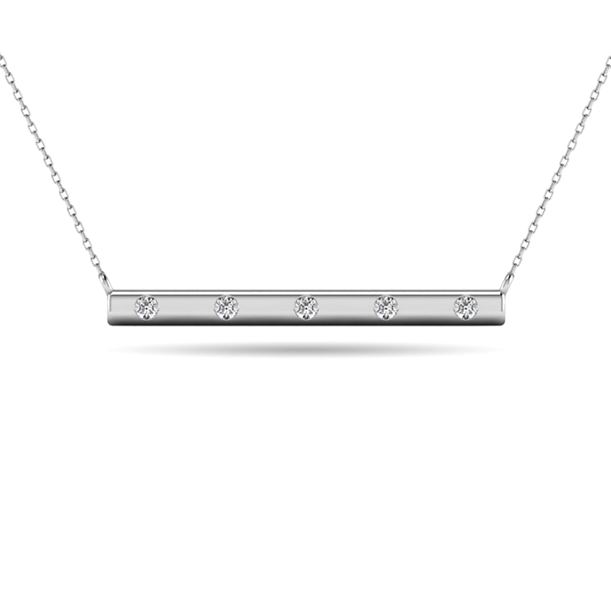 Diamond 1/20 ct tw Bar Necklace in 10K White Gold(2)