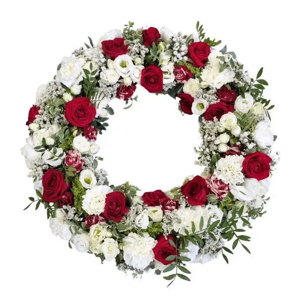 Mourning wreath red white