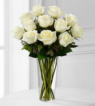 White 1 Dozen Long Stem Roses