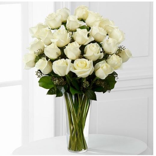 24 Long Stem White Roses