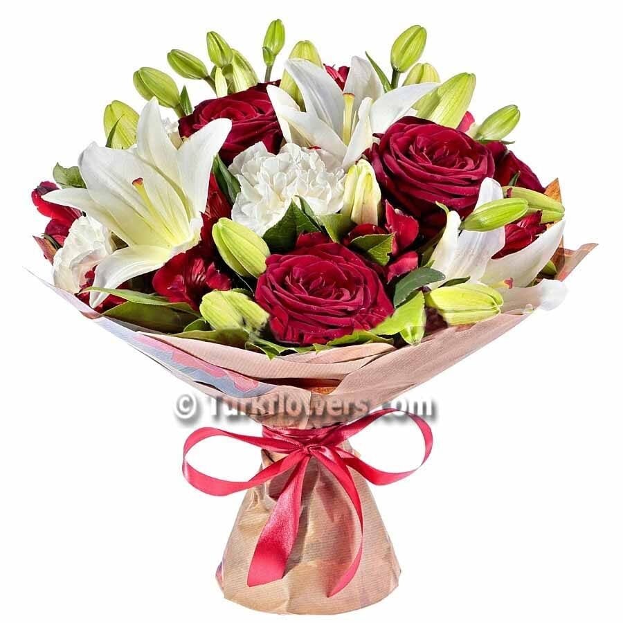 Lily and Red roses Bouqhet