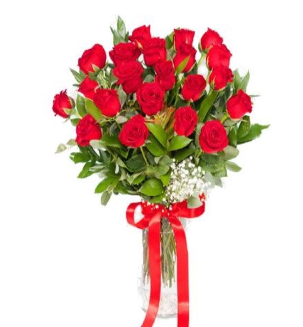 21 Red Roses in vase