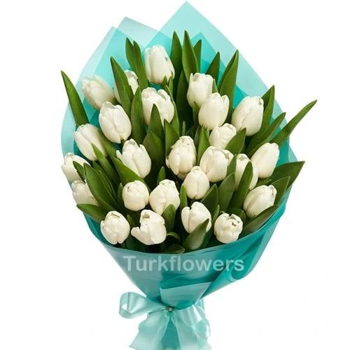 25 White Tulips