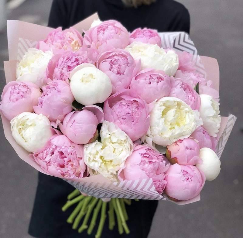 25 Pink and White Peonies Bouquet