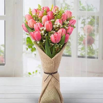 21 pink Tulips