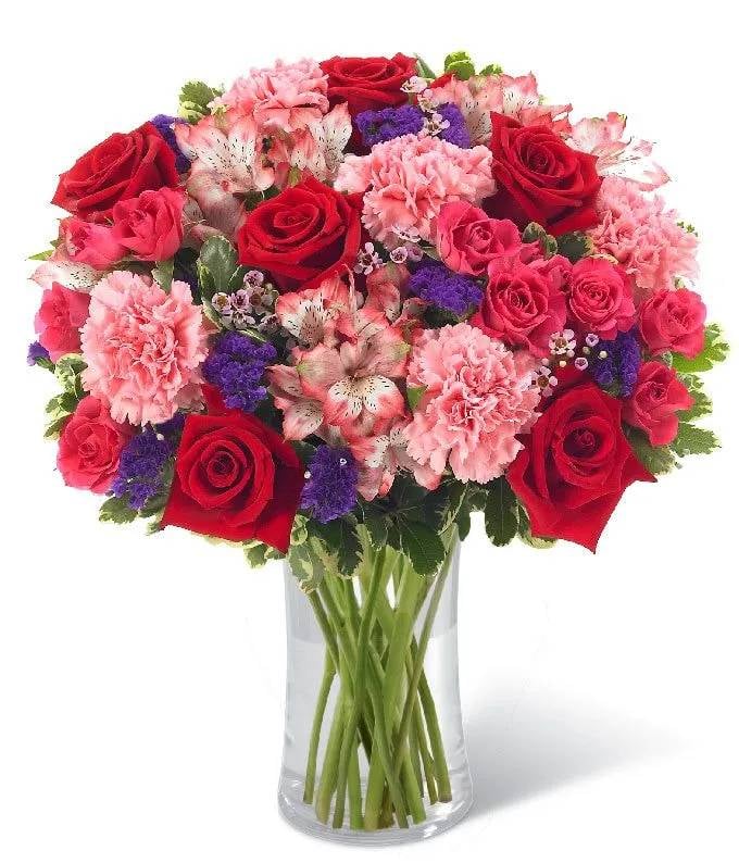 Vibrant Harmony â€“ Red Roses & Pink Carnations Vase