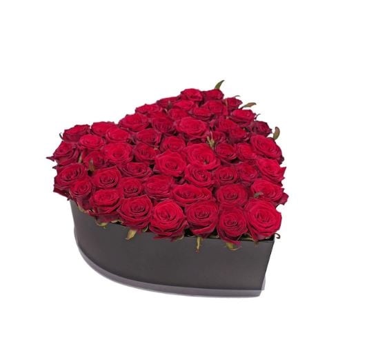 51 Red roses Hearth in box