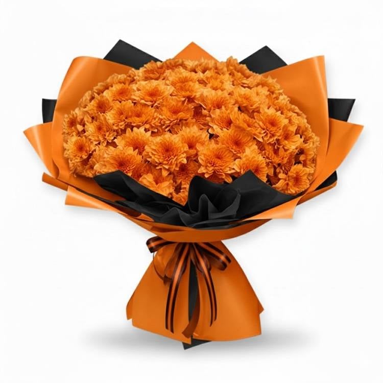 15 orange chrysanthemums
