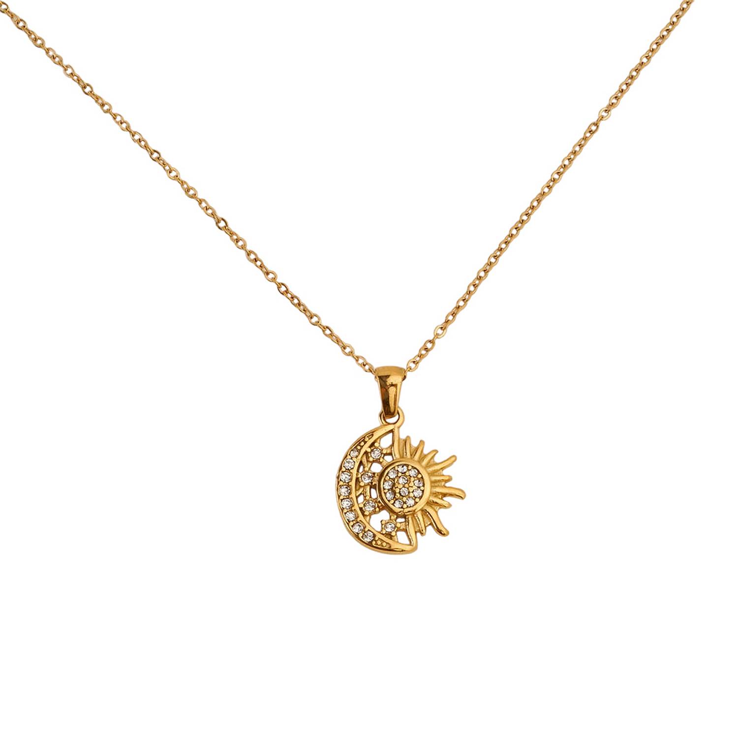 Half Moon and Star Charm Necklace