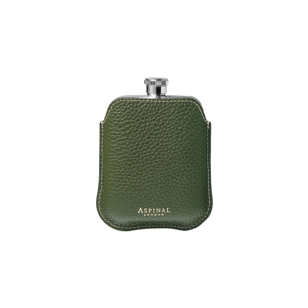 Hip Flask & Pebbled Leather Pouch 5oz