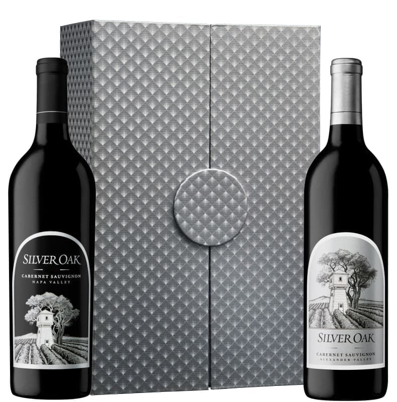 Silver Oak Alexander Valley Cab & Napa Valley Cab with Silver Gift Box