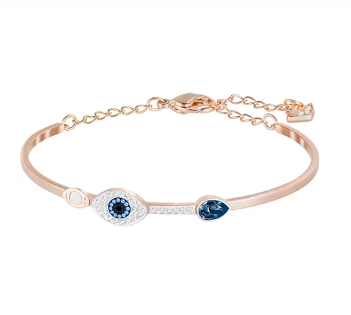 DUO EVIL EYE BANGLE, BLUE, MIXED PLATING
