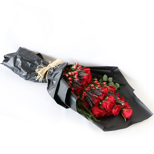 Roses And Berries Wrapped In Black
