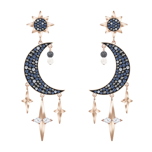 SWAROVSKI SYMBOLIC PIERCED EARRINGS, MULTI-COLORED, MIXED METAL
