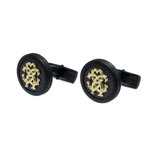 ROBERTO CAVALLI MATTE BLACK CUFFLINKS