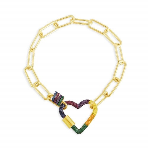 CHAIN BRACELET WITH RAINBOW HEART